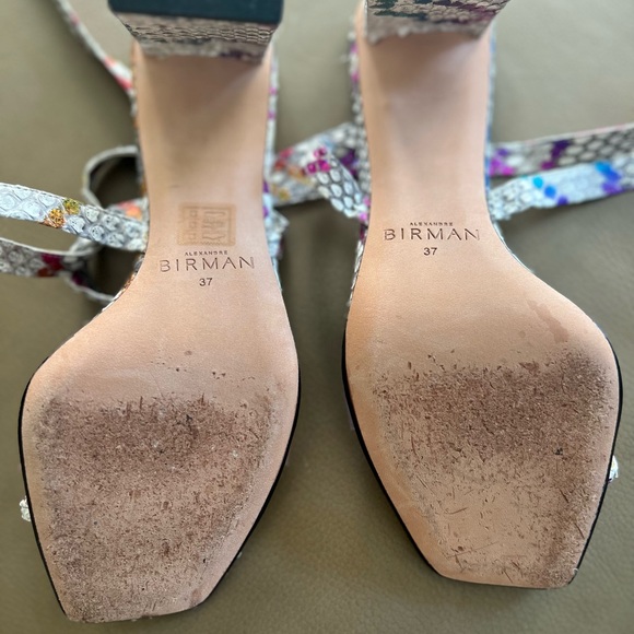 Alexandre Birman Python metallic multi color ankle tie square heel sandals - Picture 4 of 7